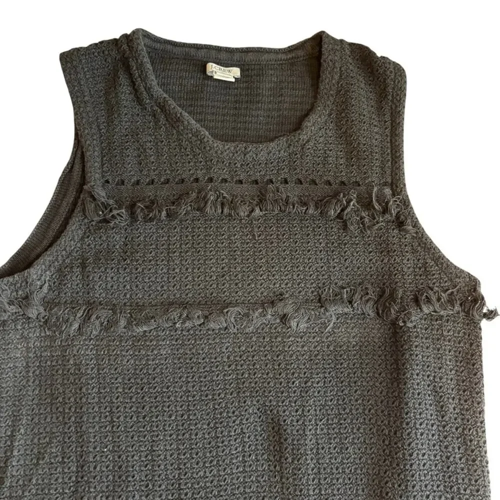 J.Crew Black Bouclé Fringe Trim‎ Dress Size L Classic Chic Shift